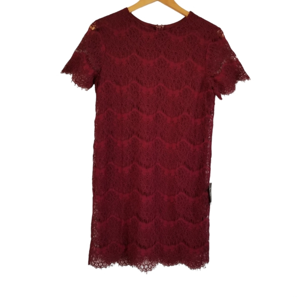 NWT Lulu's Burgundy Lace Shift Dress Size Medium
